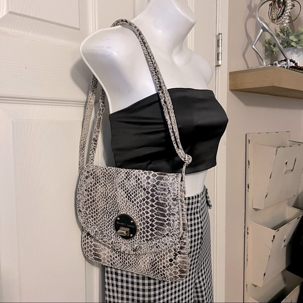 Elliott Lucca Snake Python Brown And Beige Leathe… - image 5